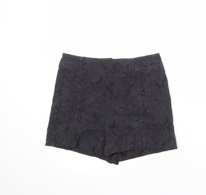 Kimchi Blue Womens Black Floral Cotton Basic Shorts Size M Regular Zip