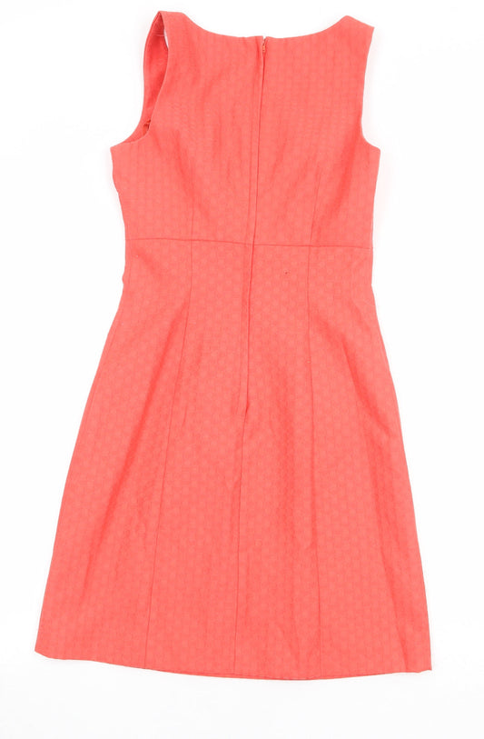 NEXT Womens Pink Geometric Polyester A-Line Size 6 Round Neck Zip