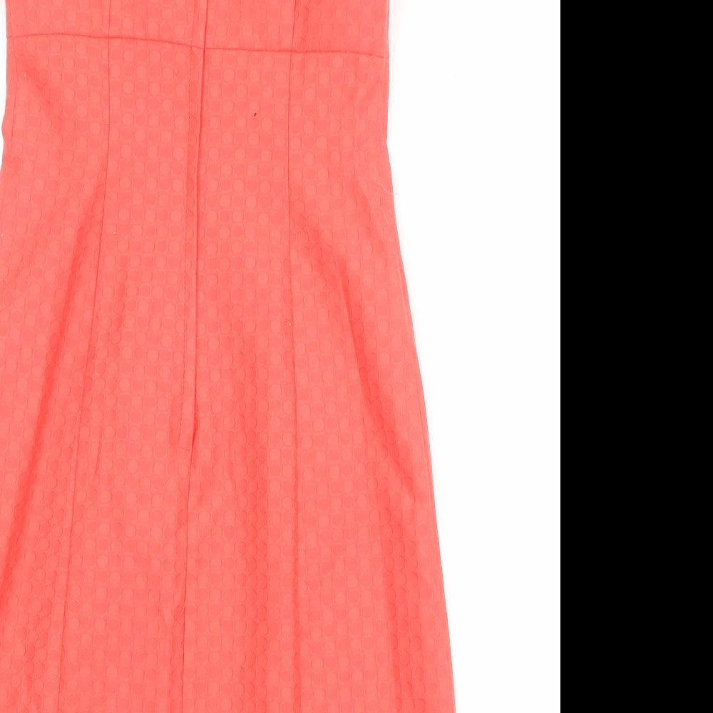 NEXT Womens Pink Geometric Polyester A-Line Size 6 Round Neck Zip