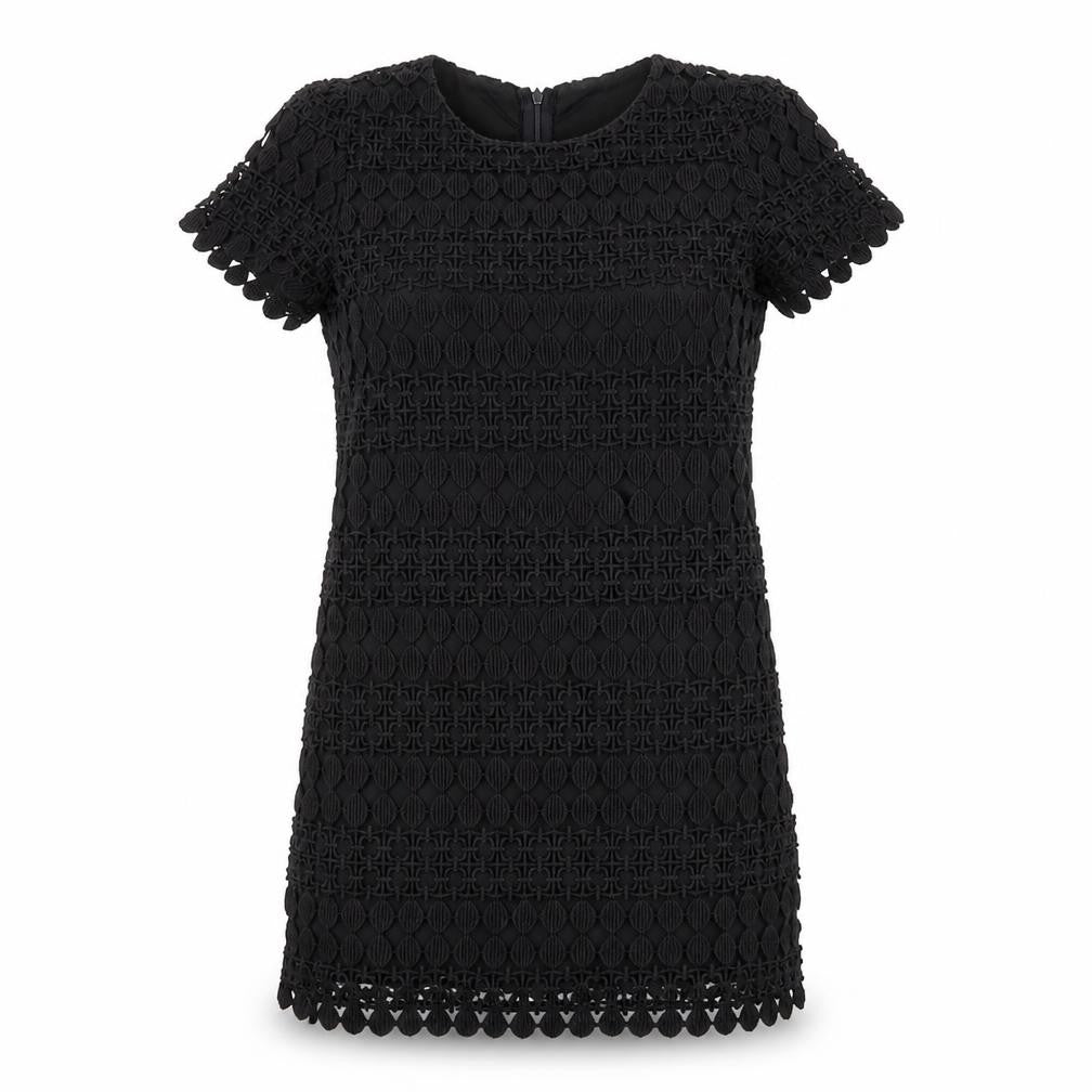 Yumi Womens Black Cotton Shift Size M Round Neck Zip