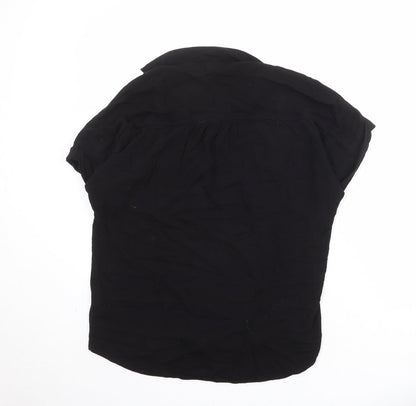 Esprit Womens Black Viscose Basic Button-Up Size M V-Neck