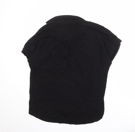 Esprit Womens Black Viscose Basic Button-Up Size M V-Neck