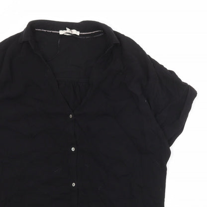 Esprit Womens Black Viscose Basic Button-Up Size M V-Neck