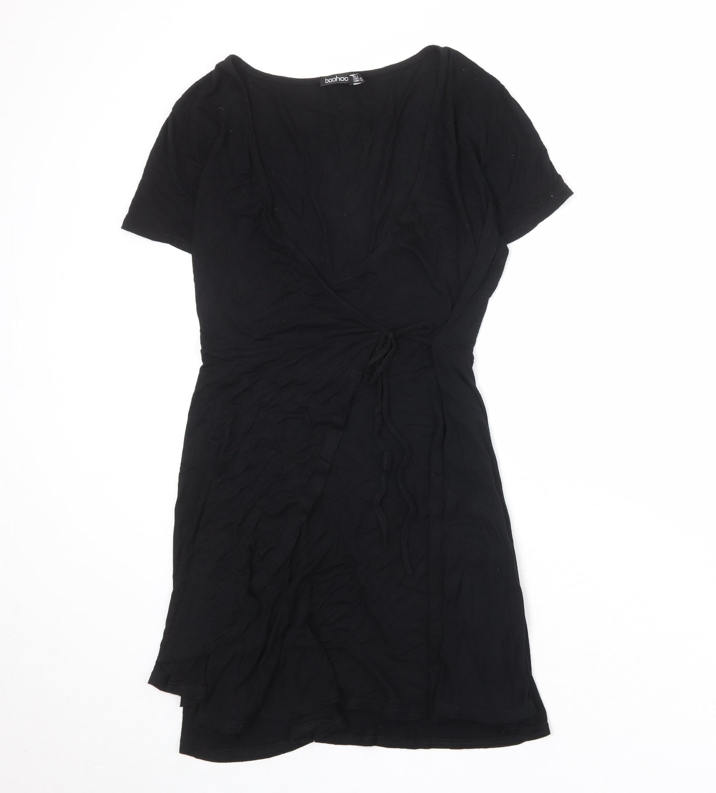 Boohoo Womens Black Viscose A-Line Size 12 Round Neck Pullover