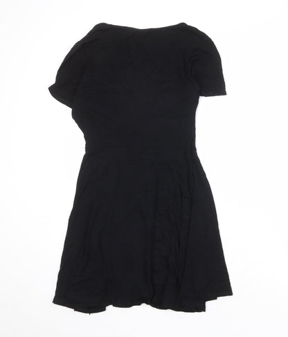 Boohoo Womens Black Viscose A-Line Size 12 Round Neck Pullover