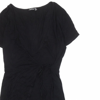 Boohoo Womens Black Viscose A-Line Size 12 Round Neck Pullover