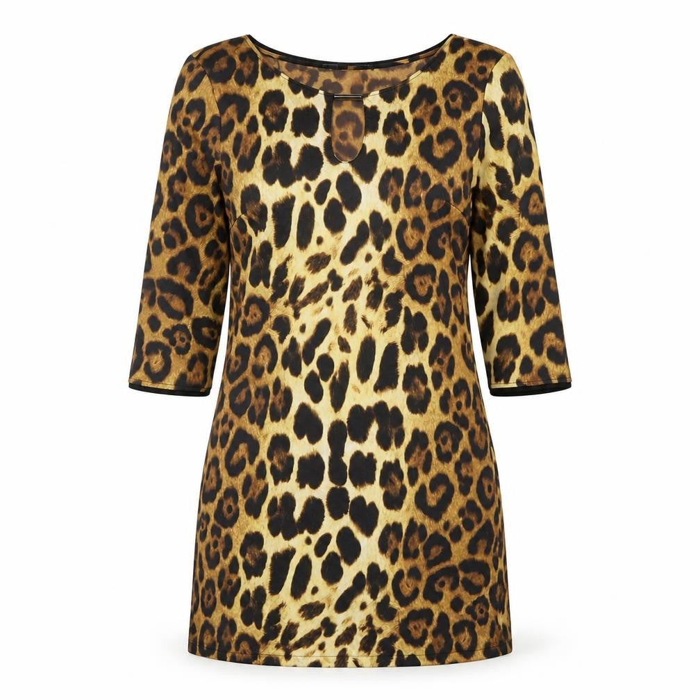Zara Womens Brown Animal Print Polyester A-Line Size S Round Neck Pullover - Leopard Pattern