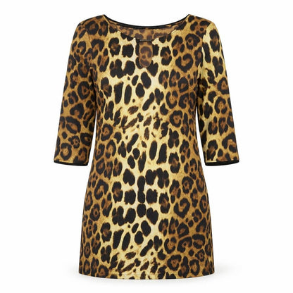 Zara Womens Brown Animal Print Polyester A-Line Size S Round Neck Pullover - Leopard Pattern