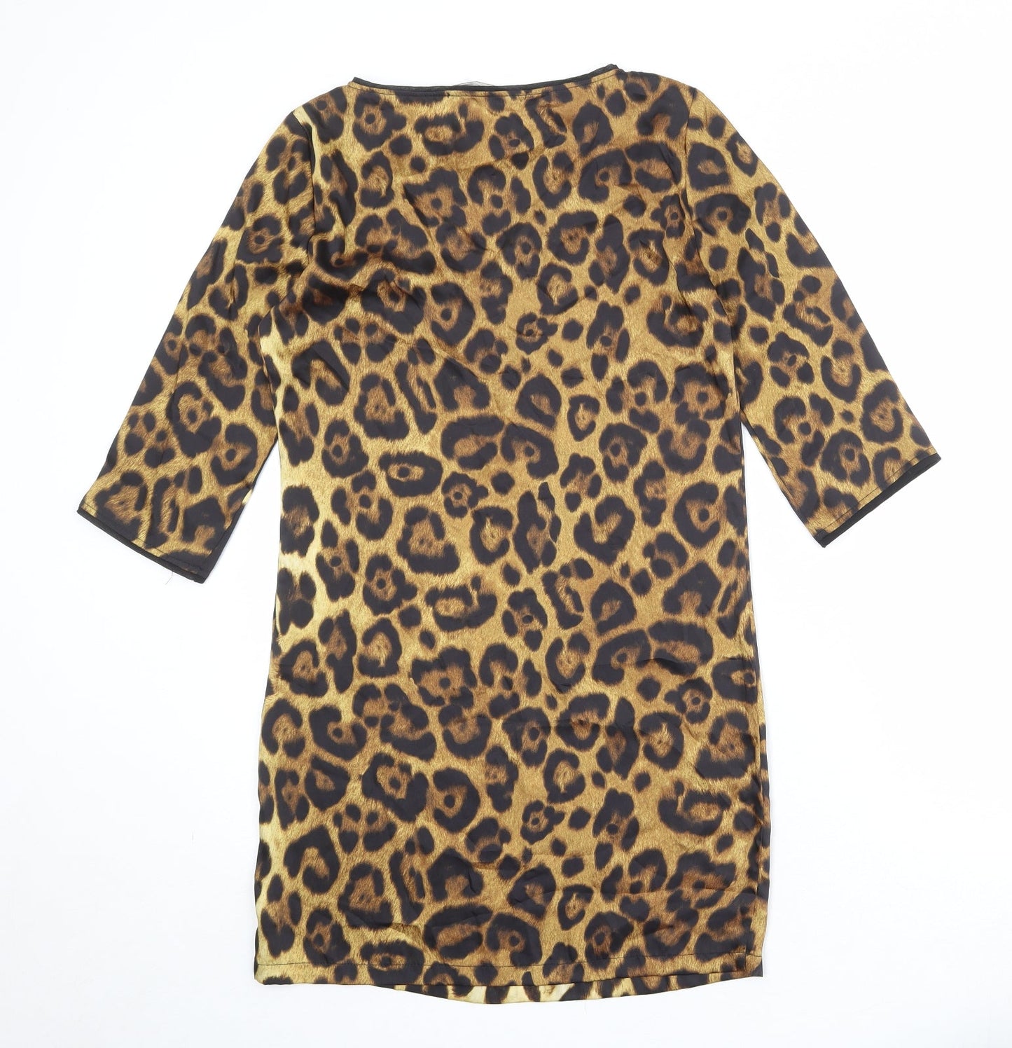 Zara Womens Brown Animal Print Polyester A-Line Size S Round Neck Pullover - Leopard Pattern