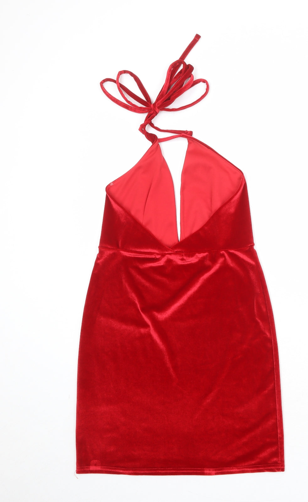 Edge Street Womens Red Polyester Mini Size 10 Halter Tie - Backless