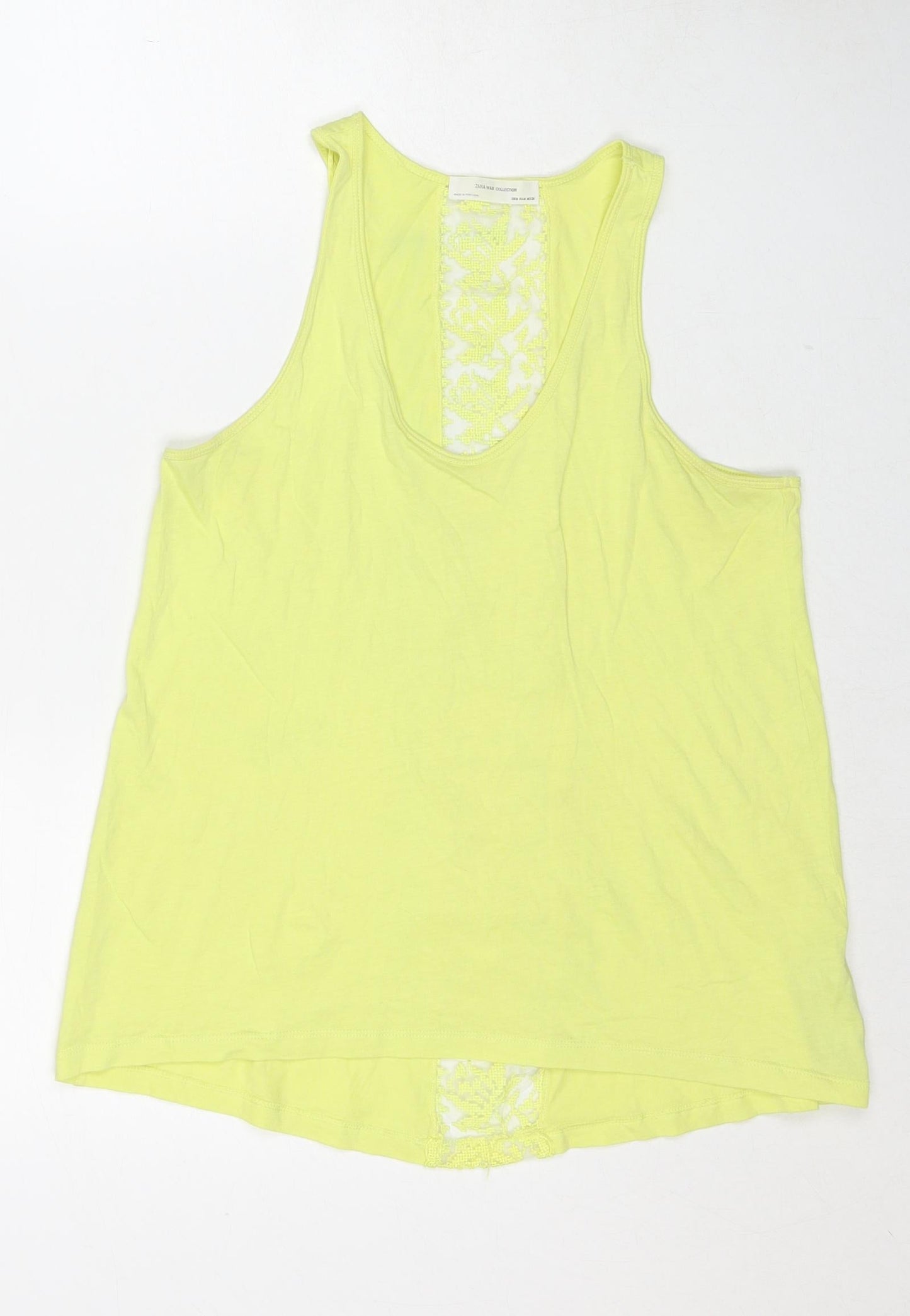 Womens UK Size M Zara Yellow Basic Tank
