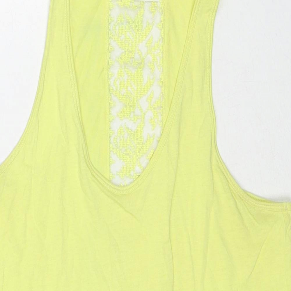 Womens UK Size M Zara Yellow Basic Tank