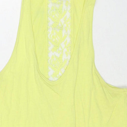Womens UK Size M Zara Yellow Basic Tank