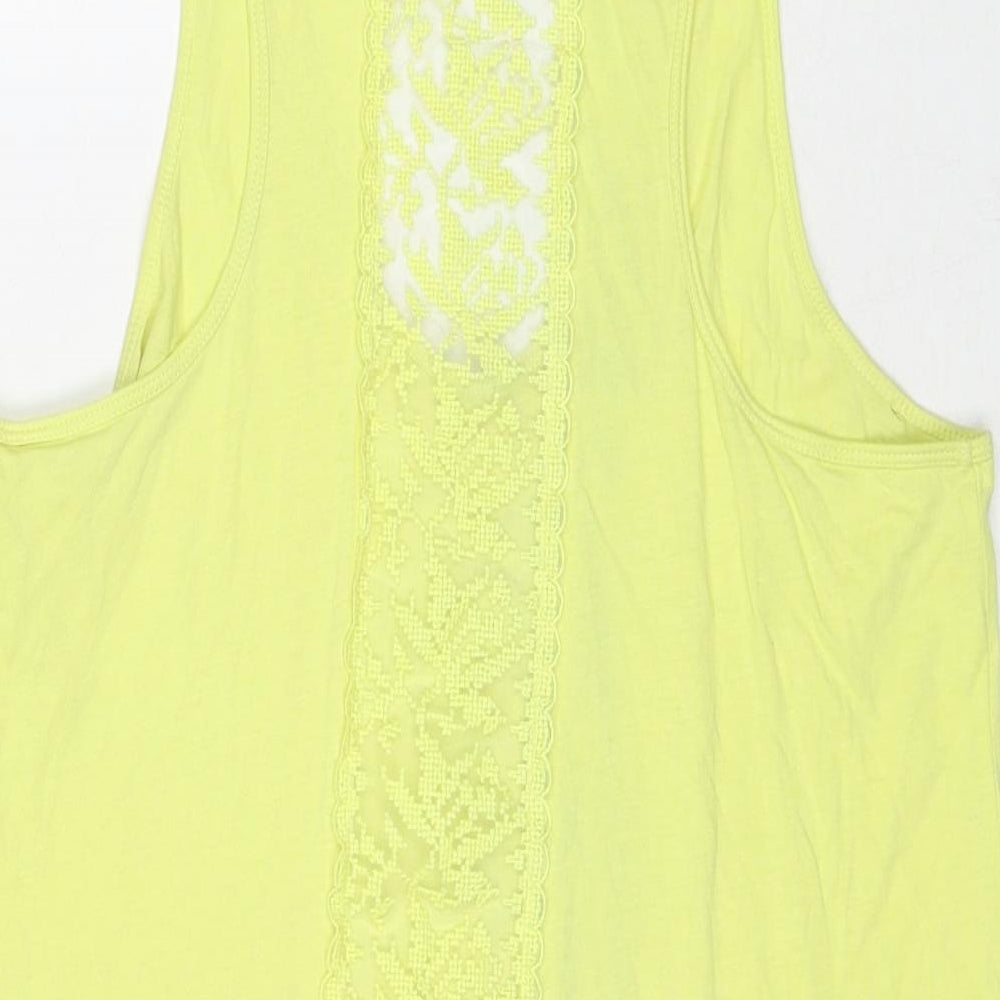 Womens UK Size M Zara Yellow Basic Tank