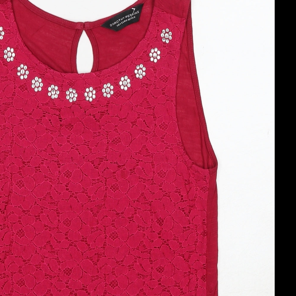 Womens UK Size 8 Dorothy Perkins Pink Basic Blouse
