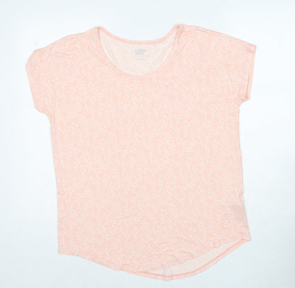 Lands' End Womens Pink Floral Viscose Basic T-Shirt Size S Round Neck