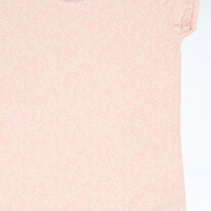 Lands' End Womens Pink Floral Viscose Basic T-Shirt Size S Round Neck