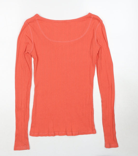 Crew Clothing Womens Orange Polyester Basic T-Shirt Size 10 Round Neck - Ribbed