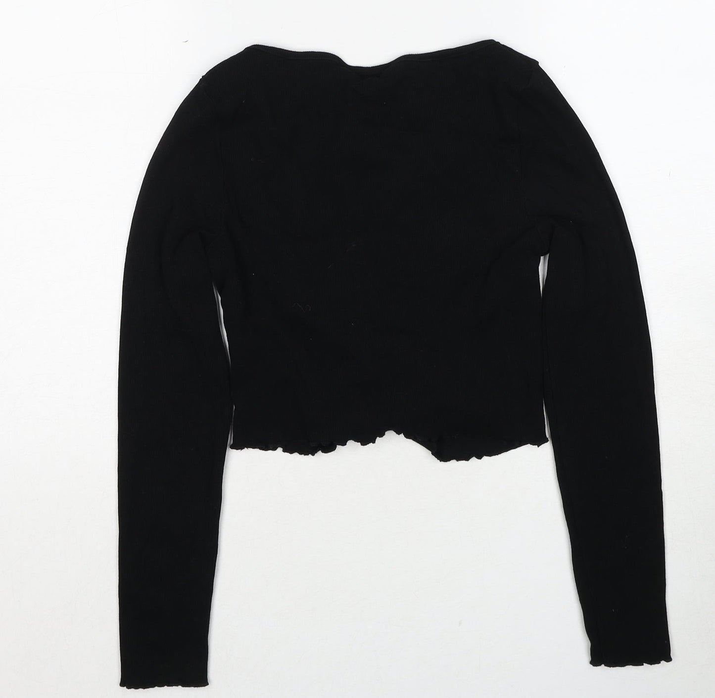 Miss Selfridge Womens Black Cotton Basic Blouse Size 10 Round Neck