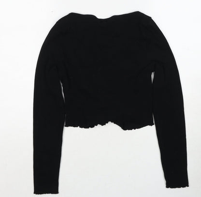 Miss Selfridge Womens Black Cotton Basic Blouse Size 10 Round Neck