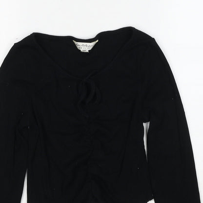 Miss Selfridge Womens Black Cotton Basic Blouse Size 10 Round Neck