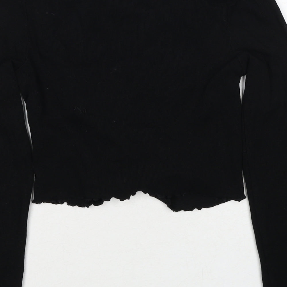 Miss Selfridge Womens Black Cotton Basic Blouse Size 10 Round Neck