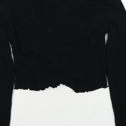Miss Selfridge Womens Black Cotton Basic Blouse Size 10 Round Neck
