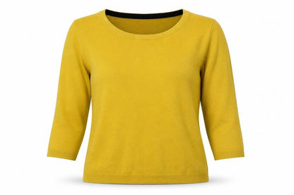 Front view of Linea women’s yellow round neck viscose jumper, size XL