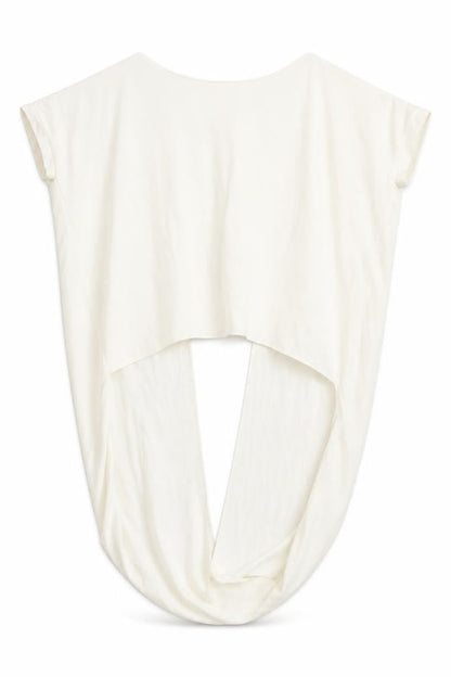 Zara Womens Ivory Polyester Basic Blouse Size M Round Neck - Dipped Hem