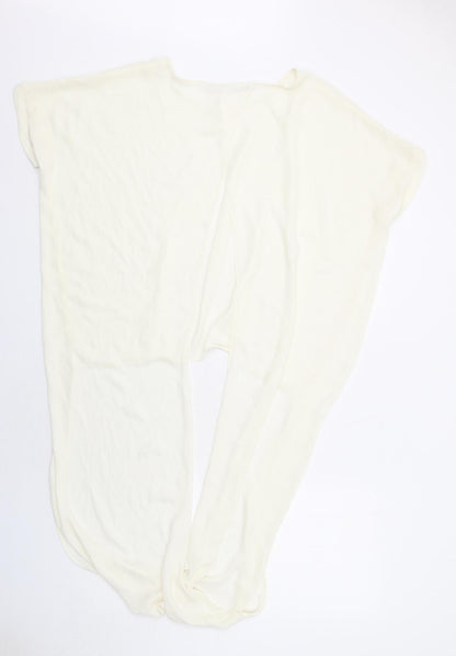 Zara Womens Ivory Polyester Basic Blouse Size M Round Neck - Dipped Hem