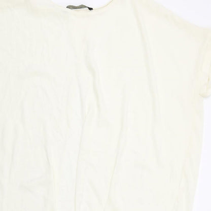 Zara Womens Ivory Polyester Basic Blouse Size M Round Neck - Dipped Hem