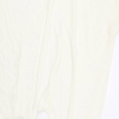 Zara Womens Ivory Polyester Basic Blouse Size M Round Neck - Dipped Hem
