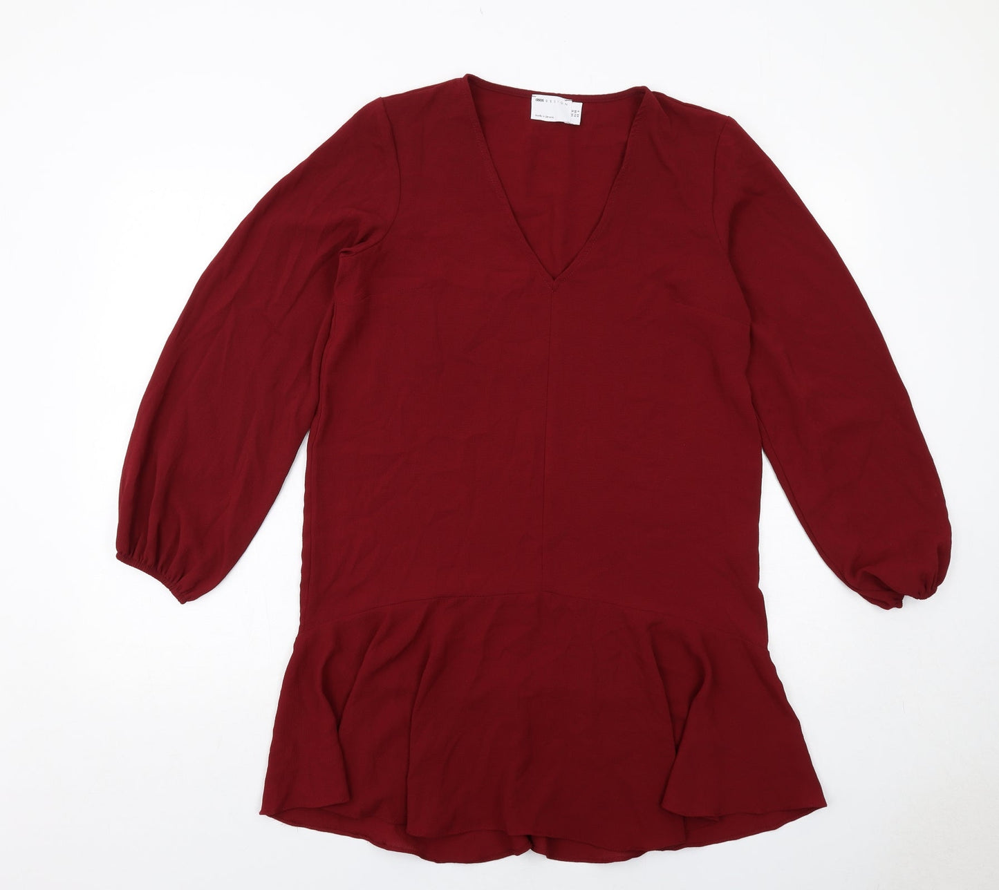 ASOS Womens Red Polyester Mini Size 10 V-Neck Pullover