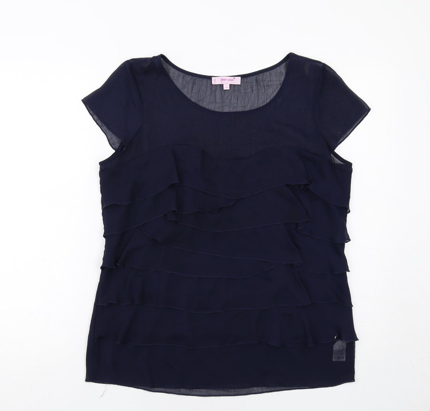 Womens UK Size 14 Per Una Blue Basic Blouse