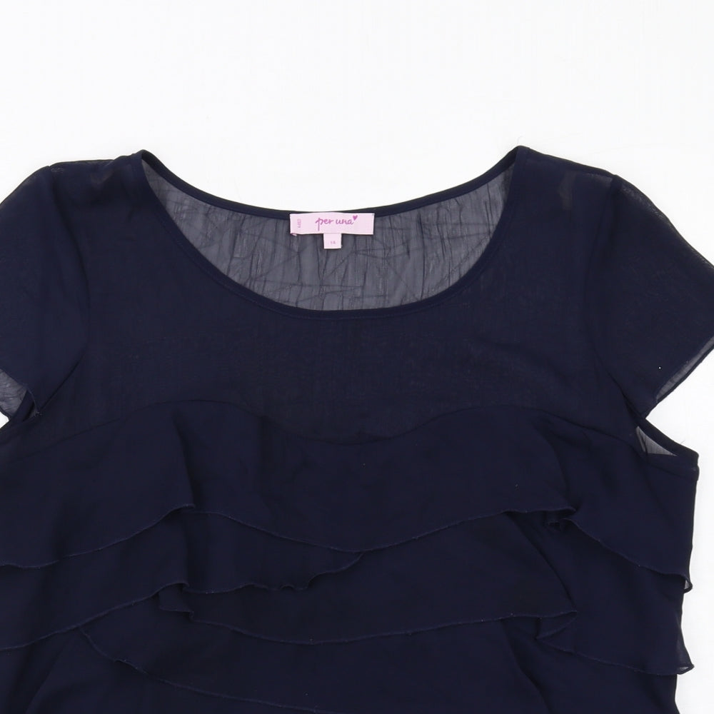 Womens UK Size 14 Per Una Blue Basic Blouse