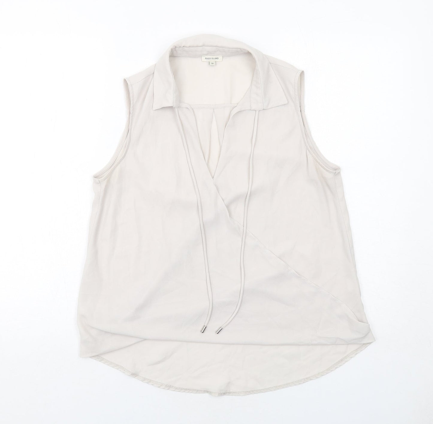 Womens UK Size 10 River Island Grey Basic Tank