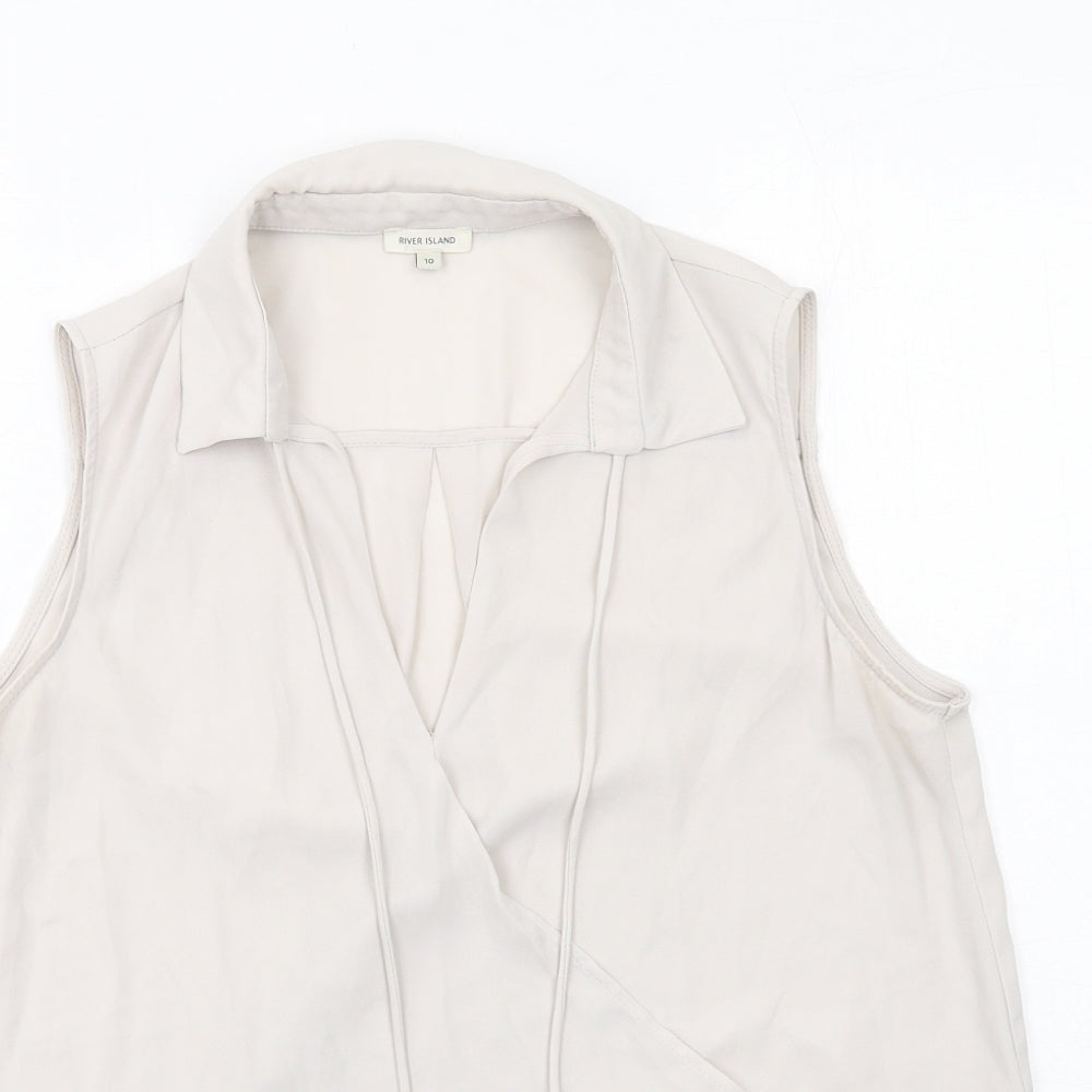Womens UK Size 10 River Island Grey Basic Tank