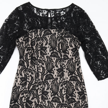 Debenhams Womens Black Polyester Shift Size 12 Round Neck Zip