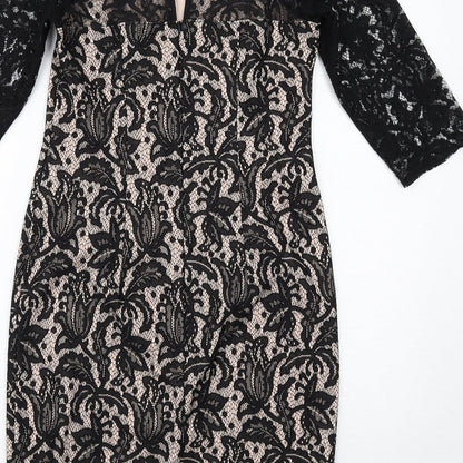 Debenhams Womens Black Polyester Shift Size 12 Round Neck Zip