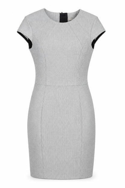 H&M Womens Grey Geometric Polyester Shift Size 4 Round Neck Zip