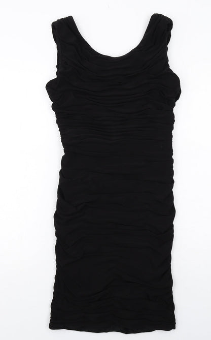 Phase Eight Womens Black Polyester Shift Size 8 Round Neck Zip