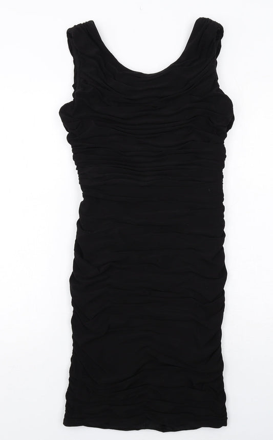 Phase Eight Womens Black Polyester Shift Size 8 Round Neck Zip
