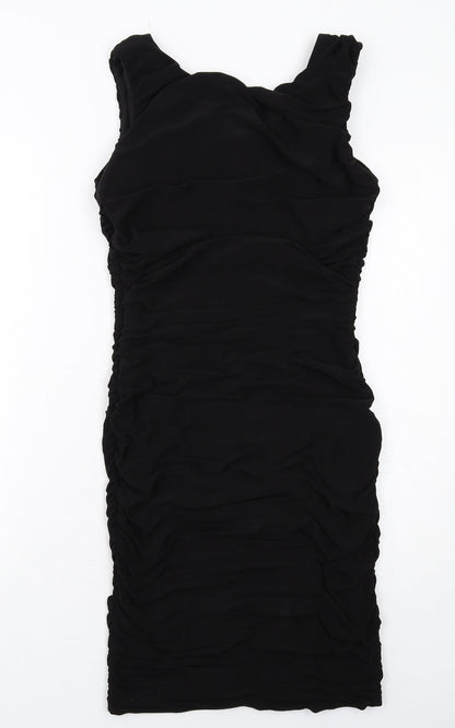 Phase Eight Womens Black Polyester Shift Size 8 Round Neck Zip