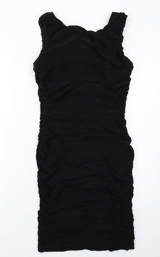 Phase Eight Womens Black Polyester Shift Size 8 Round Neck Zip