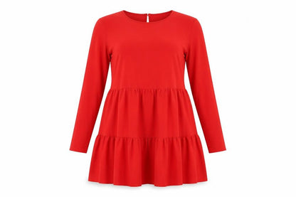 ASOS Womens Red Polyester A-Line Size 12 Round Neck Button