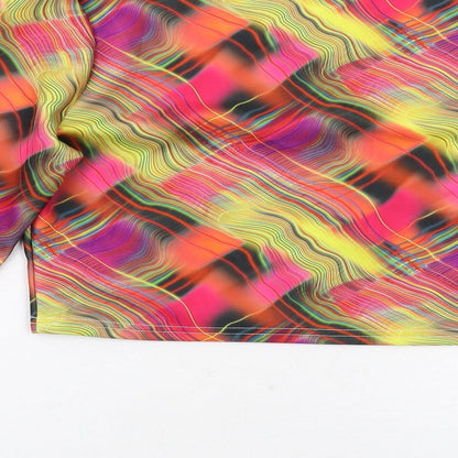 Rayer Womens Multicoloured Geometric Polyester Cropped T-Shirt Size 12 Round Neck
