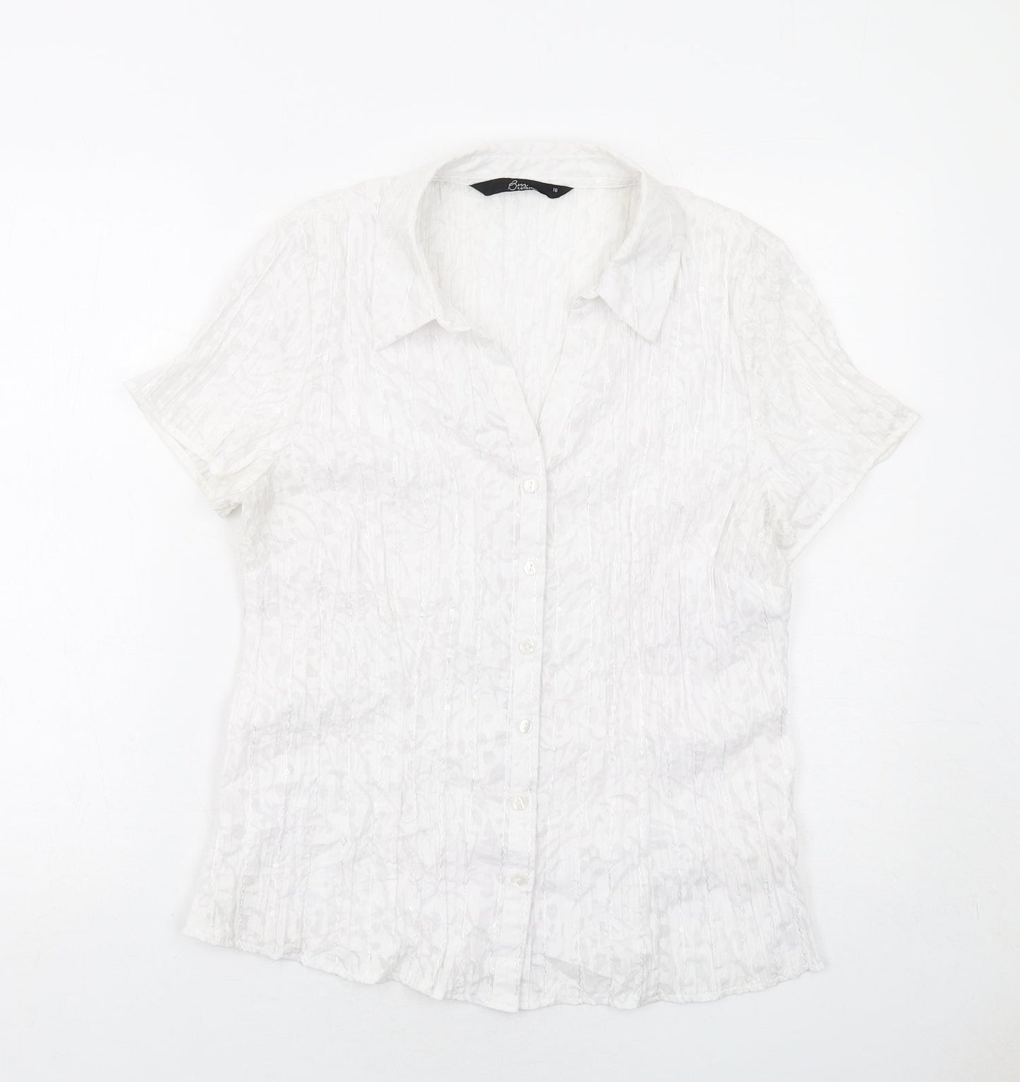 Womens UK Size 16 Bonmarché White Basic Button-Up