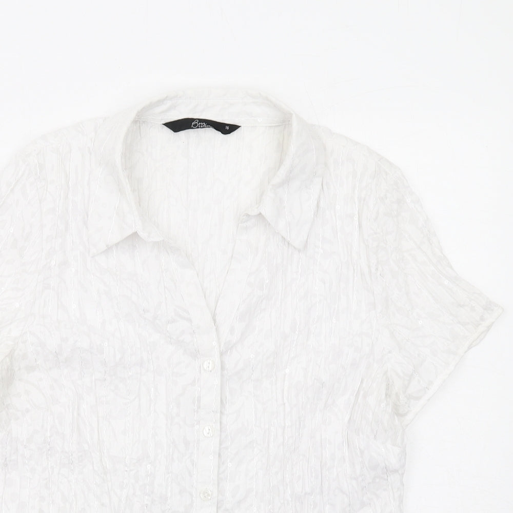 Womens UK Size 16 Bonmarché White Basic Button-Up