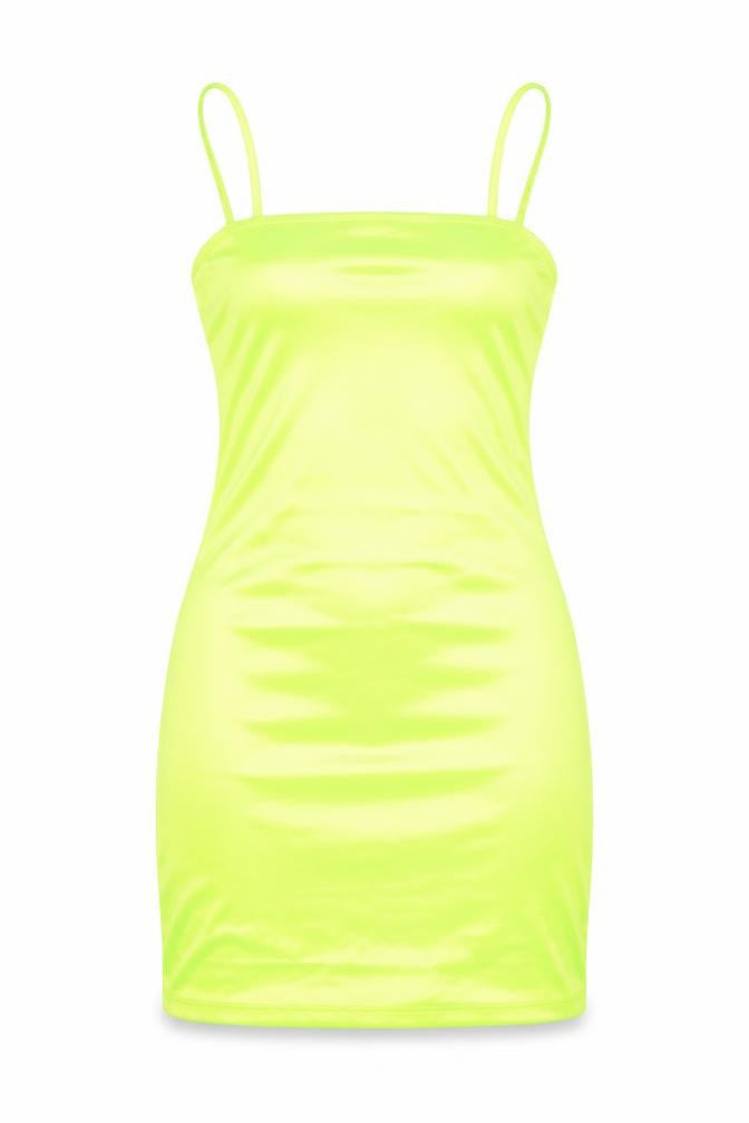 H&M Womens Yellow Polyester Slip Dress Size 10 Square Neck Pullover