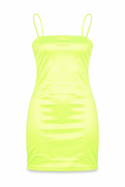 H&M Womens Yellow Polyester Slip Dress Size 10 Square Neck Pullover